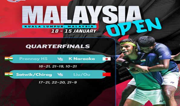 मलेशिया ओपन : सात्विक-चिराग सेमीफाइनल में, प्रणय बाहर