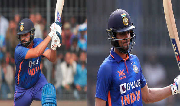 Centuries from Rohit, Gill propel India to 385/9