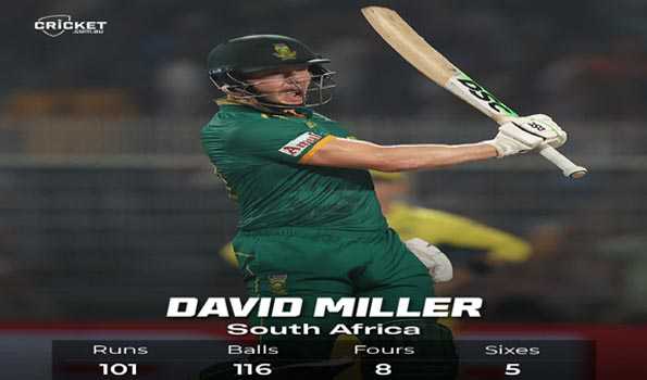दक्षिण अफ्रीका ने डेविड मिलर के शतक से ऑस्ट्रेलिया को दिया 213 रनों का लक्ष्य