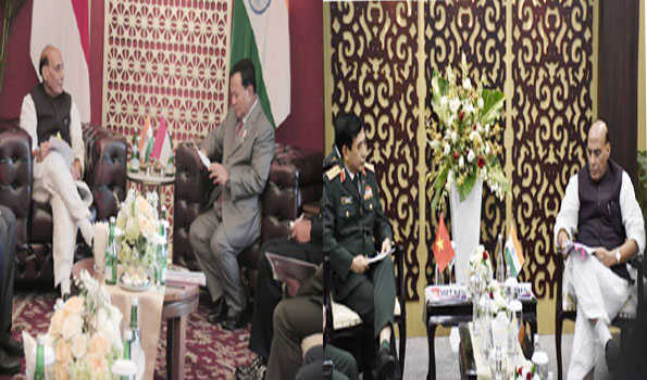 राजनाथ ने इंडोनेशिया और वियतनाम के रक्षा मंत्रियों के साथ बैठक की