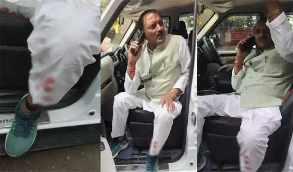 भिंड में भाजपा प्रत्याशी के उपर पथराव से वह घायल