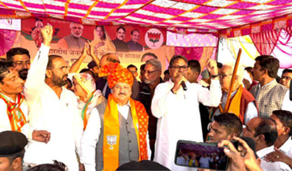 नड्डा का हनुमानगढ़ जिले में पूनियां सहित भाजपा नेताओं ने किया स्वागत