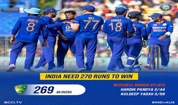 भारत ने ऑस्ट्रेलिया को 269 रन रोका