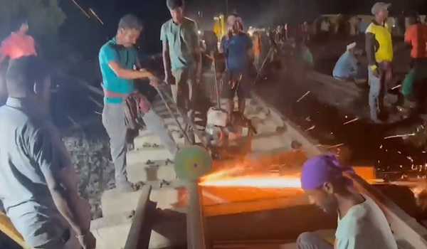 Restoration work ongoing at train accident site on war footing
