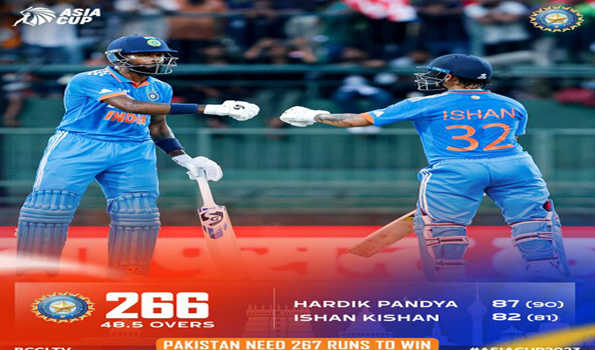 पाकिस्तान ने किया भारत को 266 रन पर ऑलआउट