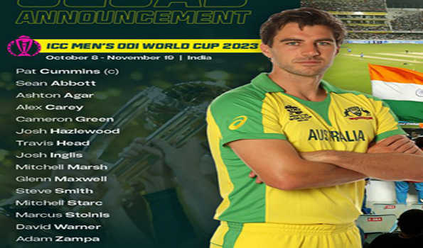 आस्ट्रेलिया ने की 2023 विश्व कप के लिए टीम की घोषणा