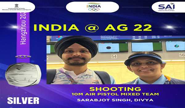 Asiad shooting: Sarabjot-Divya win silver in 10m air pistol mixed team event