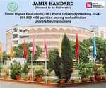 جامعہ ہمدرد ٹائمز ہائر ایجوکیشن ورلڈ یونیورسٹی رینکنگ 2024 میں پورے ہندوستان میں 6 ویں پوزیشن پر