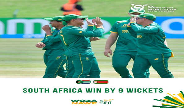 दक्षिण अफ्रीका ने जिम्बाब्वे नौ विकेट से हराया