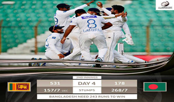 दूसरे टेस्ट मैच में बंगलादेश हार की कगार पर