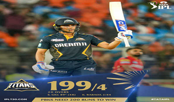 गुजरात टाइटंस ने पंजाब किंग्स को दिया 200 रनों का लक्ष्य