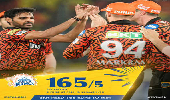 चेन्नई सुपर किंग्स ने सनराइजर्स हैदराबाद को दिया 166 रनों का लक्ष्य