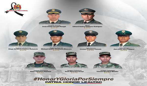 कोलंबियाई सेना का हेलीकॉप्टर दुर्घटनाग्रस्त, नौ सैनिकों की मौत