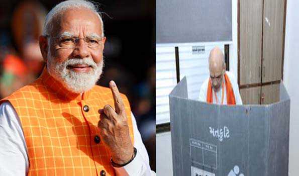 गुजरात में नौ बजे तक 9.87 प्रतिशत मतदान, मोदी शाह ने किया मतदान