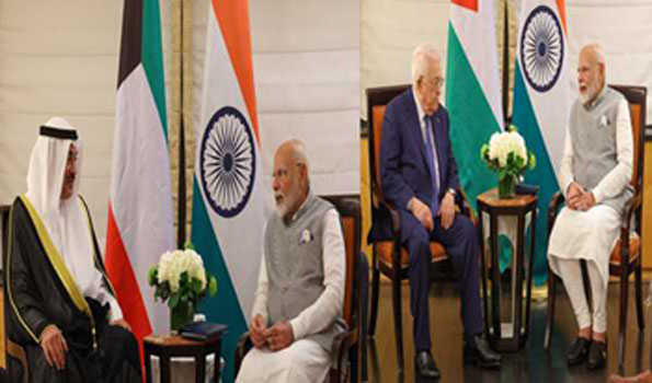 मोदी ने क्राउन प्रिंस सबाह, राष्ट्रपति अब्बास के साथ की द्विपक्षीय बैठकें