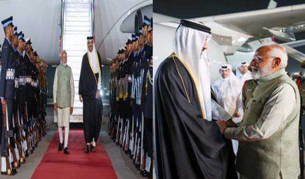 मोदी ने हवाई अड्डे जाकर किया कतर के अमीर का स्वागत