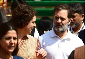 منریگا پر پارلیمنٹ ہاؤس میں راہل-پرینکا کا احتجاج