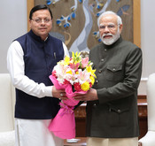 NEW DELHI, DEC 2 (UNI):- Prime Minister Narendra Modi during a meeting with Uttarakhand Chief Minister Pushkar Singh Dhami, in New Delhi on Saturday. UNI PHOTO-114U