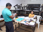 BENGALURU, APR 25 (UNI):- Polling officials preparing for tomorrow's polling for the 2nd Phase General Elections-2024 at St. Thomas Public School, Church Road, Thippasandra, Indiranagar, in Bengaluru on Thursday. UNI PHOTO-112U