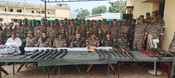 GIRIDIH, MAY 16 (UNI)- Security personnel display a huge cache of arms and ammunition recovered at Cardon Off and Search Operation (CASO) against Naxalites in Giridih, Jharkhand on Friday. UNI PHOTO-118U GIRIDIH, MAY 16 (UNI)- Security personnel display a huge cache of arms and ammunition recovered at Cardon Off and Search Operation (CASO) against Naxalites in Giridih, Jharkhand on Friday. UNI PHOTO-118U