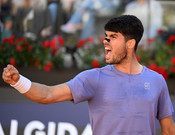 ROME, May 17, 2025 (UNI/Xinhua) -- Carlos Alcaraz celebrates after winning the men's singles semifinal match between Carlos Alcaraz of Spain and Lorenzo Musetti of Italy at the ATP Italian Open in Rome, Italy, May 16, 2025. UNI PHOTO-3F ROME, May 17, 2025 (UNI/Xinhua) -- Carlos Alcaraz celebrates after winning the men's singles semifinal match between Carlos Alcaraz of Spain and Lorenzo Musetti of Italy at the ATP Italian Open in Rome, Italy, May 16, 2025. UNI PHOTO-3F